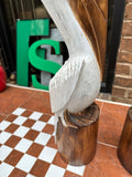 Singular Wooden Painted Pelican