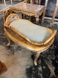 Regal Gold Wooden Bench With Velvet Seating