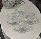 Collection of Glass Greek Key Pedestal Bowls- Set of 6