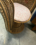 Petite Vintage Wicker Peacock Chair and Cushion