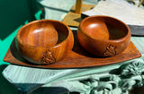 Pair of Hand Carved Bowls and Tray With Pineapple Accents- Set of 3