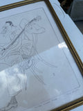 Pair of Black and White African Drawings, Framed