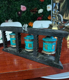 Vintage Tibetan Wall Hanging Teal and Black Prayer Wheel