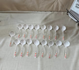 Collection of White Floral Plastic Soup Spoons- Set of 17