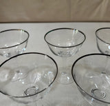 1970s Collection of Silver Rimmed Champagne Glasses- Set of 5