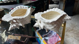 Pair of Large White Ceramic Shell Style Planters