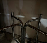 Vintage Chrome Dining Table With Geometric Glass Top
