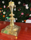 Large Brass Vintage Candlestick Holder With Leaf Accents