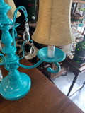 Bright Blue Multi-Light and Crystal Table Lamp