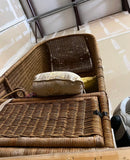 Large Vintage Wicker Porter Chair With Compartment