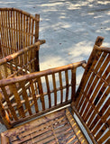 Pair of Boho Chic Bamboo Chairs With Green Cushions