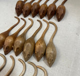 Large Collection of Wooden Hand Carved Mice Figurines- Set of 17