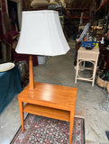 Mid Century Wooden Table With Lamp