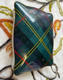 Vintage Ralph Lauren Wedgwood Green Plaid Ceramic Box With Gold Equestrian Motif Details