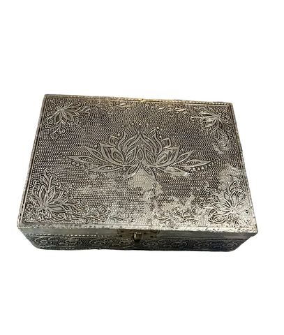 Vintage Silver Etched Wooden Box