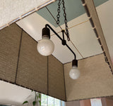 Mid 20th Century Rectangular Minimalist Linen Chandelier With Double Bulb