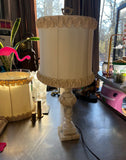 Vintage Detailed White Marble Table Lamp With Lampshade
