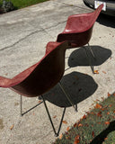 Pair of MCM Eames Style Maroon Fiberglass Chairs