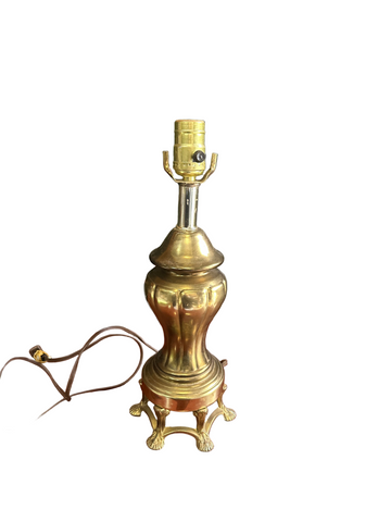 Vintage Brass Ginger Jar Style Table Lamp with Lion Footed Accents