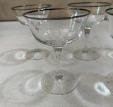 1970s Collection of Silver Rimmed Champagne Glasses- Set of 5