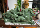 Monumental Running Horses Imperial Jade Sculpture 75 LBS
