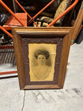 Vintage Wooden Intricate Frame With Photo of a Woman