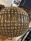Large Sphere Brass and Crystal Chandelier