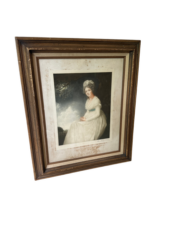 Framed and Signed Print of Woman in White Dress