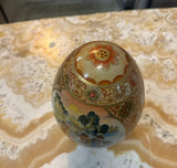 Small Asian Ceramic Detailed Decorative Egg With Gold Accents