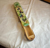 Vintage Asian Wooden Sliding Box With Equestrian Accents