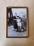Trio of Vintage Framed Black and White Photos and Flowers
