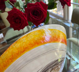 Yellow and Red Folded Murano Decorative Bowl