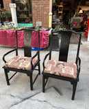Pair of Black Painted Cushioned Kings Dining Chairs