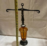 Vintage Amber Glass and Cast Iron Scale on Marble Base