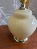 Vintage White Ceramic Table Lamp with Silver Base