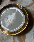 Vintage Thanksgiving Turkey Ceramic Platter With Gold Rim Accents
