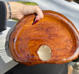 Pair of Ceramic Green and Brown Catchalls With Eagle Accents