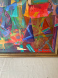 Colorful Abstract Geometric Painting, Framed
