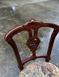 Antique Pair of Wooden Carved Accent Chairs With Central Medallion Detail