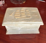 Small White Marble Nautical Ship Box