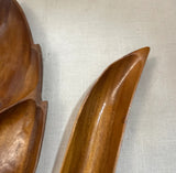 Trio of Wooden Hand Carved Leaf Catchalls