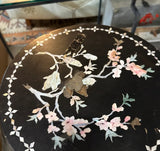 Vintage Asian Style Black Wooden Plant Stand With Mother of Pearl Accents, Slight Condition Issues