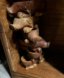 1970s Pair of Wooden Hand Carved Pig Catchalls
