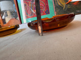 Pair of Round Amber Colored Glass Ashtrays