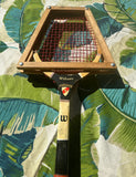 Vintage Collection of Wilson Wooden Tennis Rackets With Blue Accents, Cover, and Guard