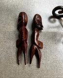 Pair of Wooden Hand Carved African Figurative Sculptures