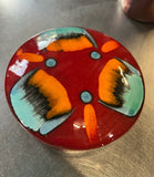 Colorful Red Abstract Ceramic Bowl With Lid