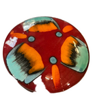 Colorful Red Abstract Ceramic Bowl With Lid