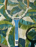 Collection of Vintage Wilson Wooden Tennis Rackets, Cover, and Guards