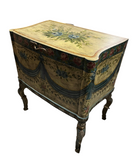 Blue Mid Century Chest on Feet With a Astonishing Floral Garland Finish.